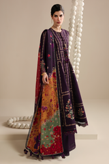 JZ 3065-Dhanak Fabric 3 Piece Unstitched (Printed Shawl)