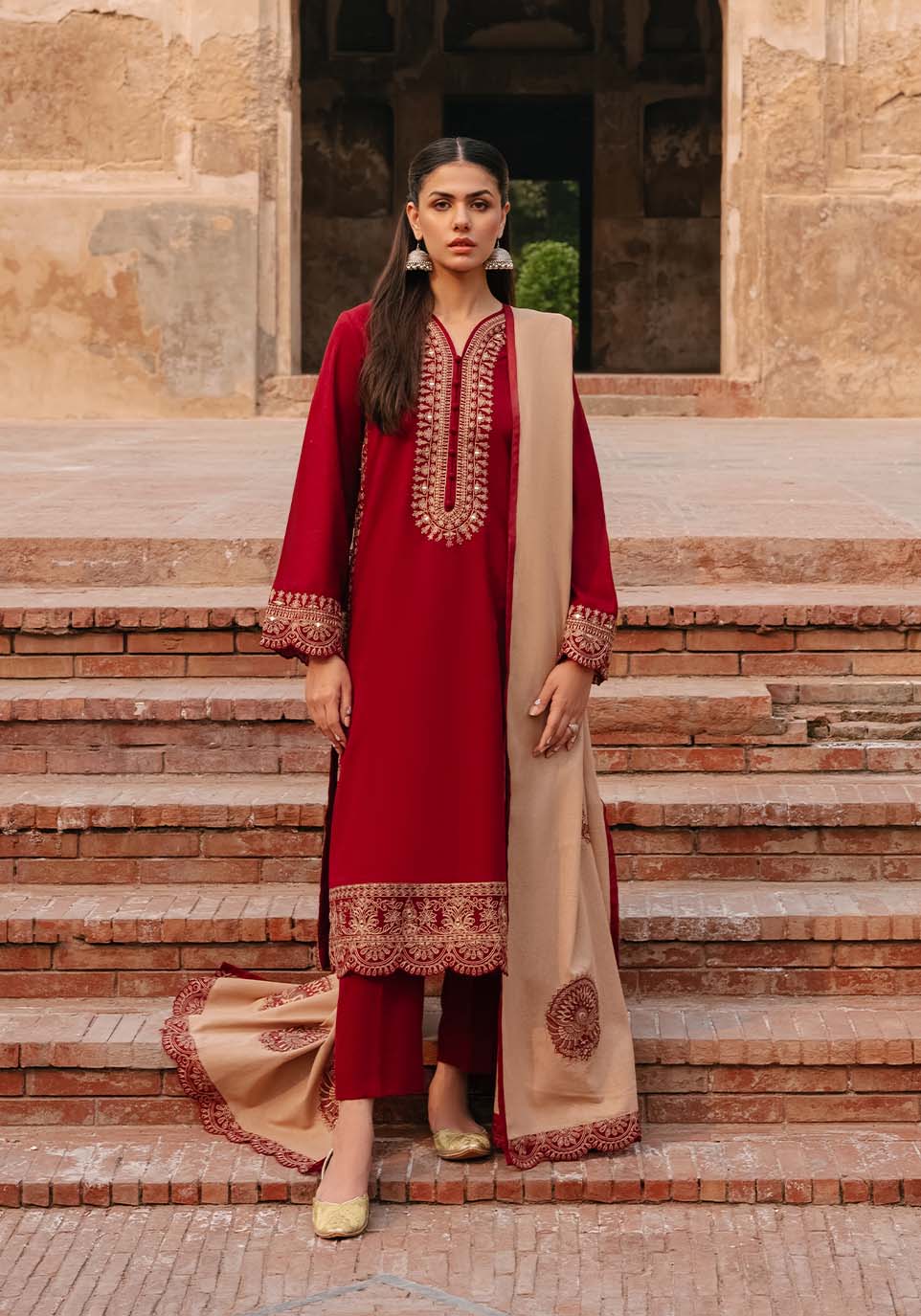 3 Piece- Unstitched Fully Embroided Dhanak Fabric ZK-970