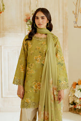 UNSTITCHED - 3 Piece Digital Printed Lawn Fabric IZ-231