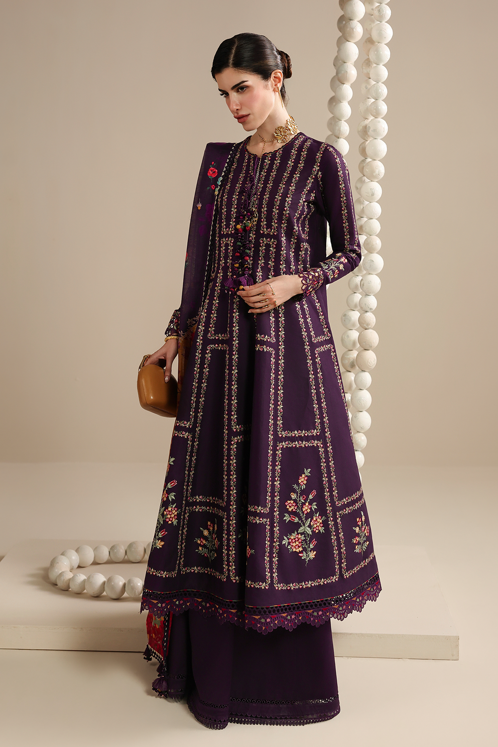 JZ 3065-Dhanak Fabric 3 Piece Unstitched (Printed Shawl)