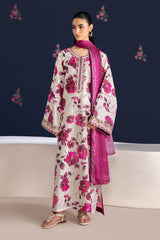 UNSTITCHED - 3 Piece Digital Printed Lawn Fabric With Lawn Dupatta BQ-235