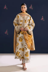 UNSTITCHED - 3 Piece Digital Printed Lawn Fabric With Lawn Dupatta BQ-234