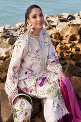 BQ 202-3 Piece - Unstitched Printed Lawn Fabric (Printed Lawn Dupatta)