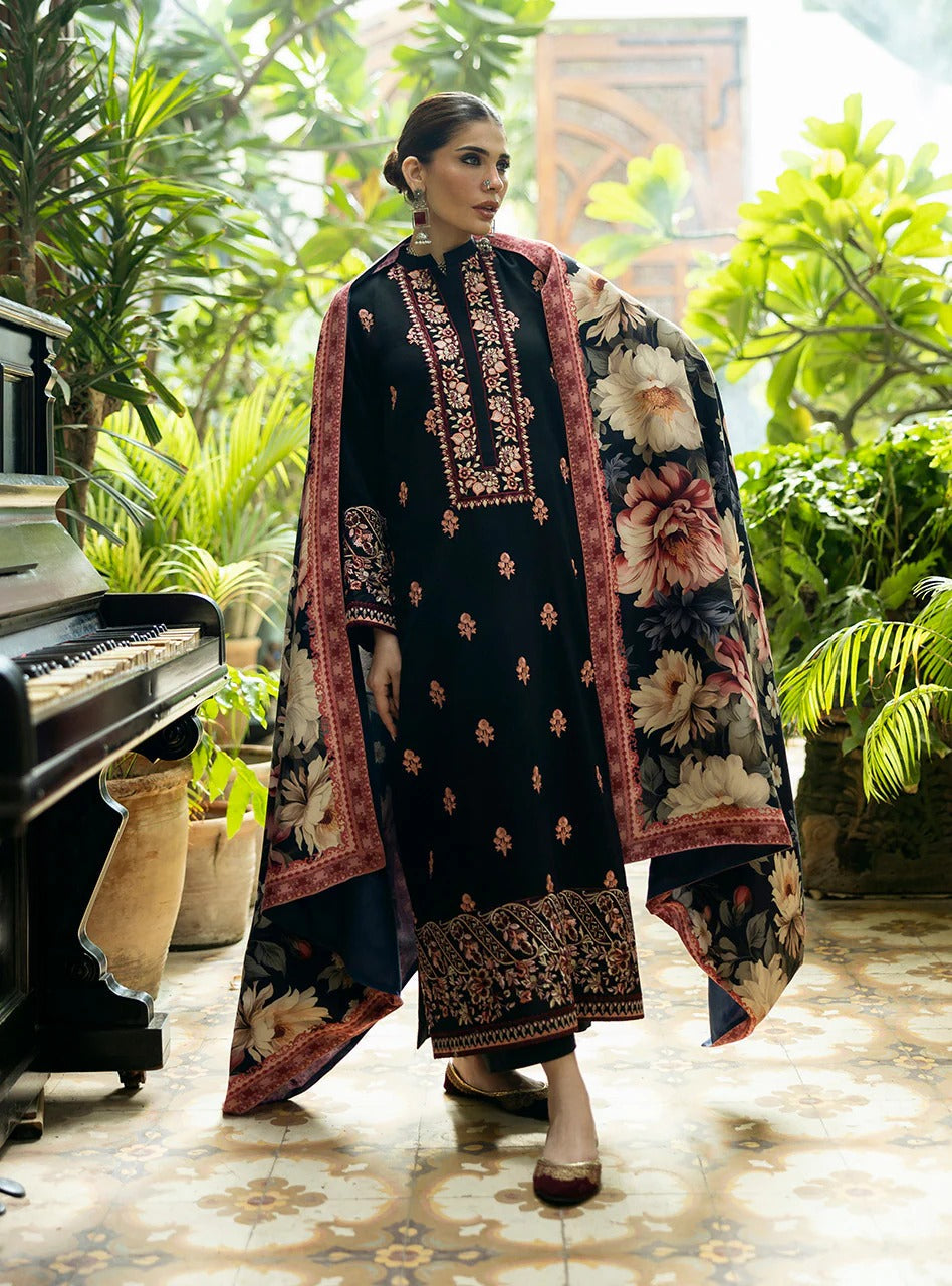 3 Piece - Unstitched Fully Embroidered Dhanak Fabric