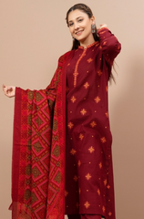 3 Piece - Unstitched Fully Embroided Dhanak Fabric With Wool Shawl KS-705