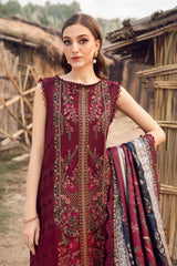 3 Piece - Unstitched Fully Embroidered Dhanak Fabric HR-515