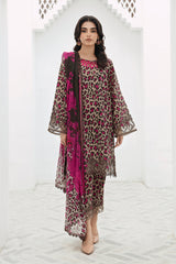 3 Piece - Unstitched Digital Printed Lawn Fabric With Embroided Laces CR-78