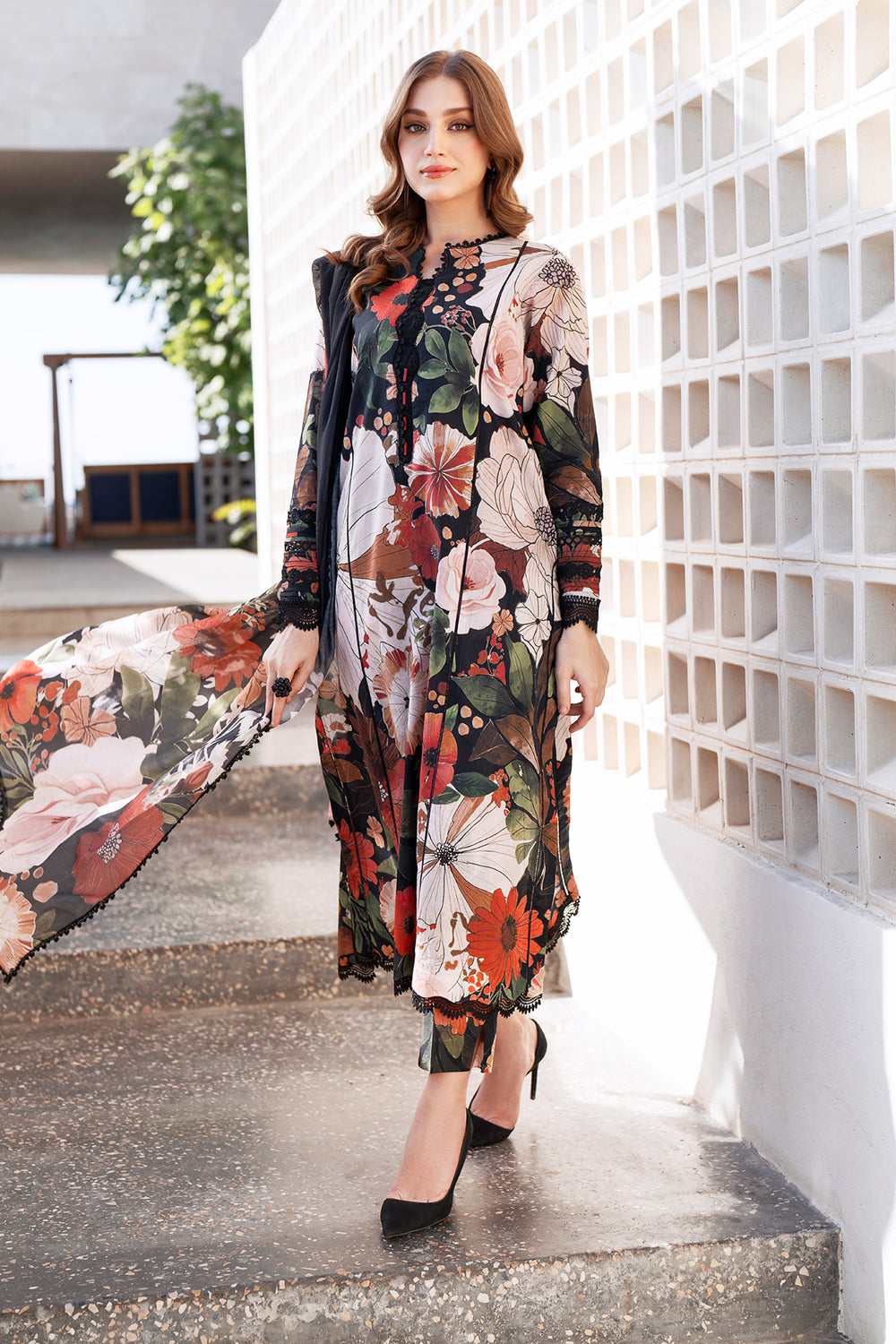 3 Piece - Unstitched Digital Printed Khaddar Fabric BQ-35