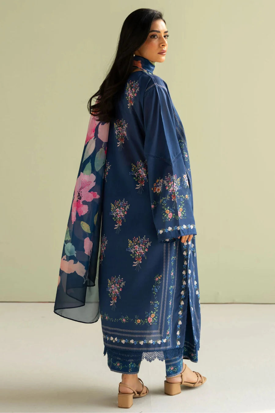 BQ 421-3 Piece Digital Printed Lawn Shirt Trouser and Dupatta