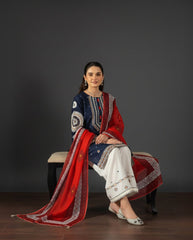 3 Piece - Unstitched Fully Embroidered Dhanak Fabric RR-610