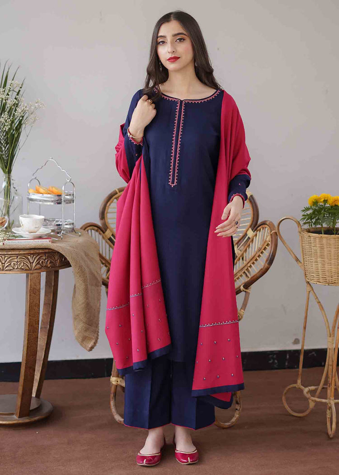 3 Piece - Unstitched Dhanak Fabric With Dhanak shawl BR-1146