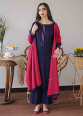 3 Piece - Unstitched Dhanak Fabric With Dhanak shawl BR-1146