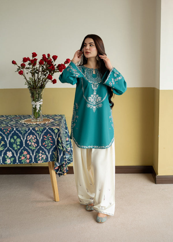 MB 53-Dhanak 2 Piece Unstitched Heavy Embroidered Suit