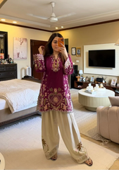 MB 55-Dhanak 2 Piece Unstitched Heavy Embroidered Suit