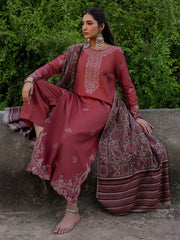 IZ 3070-Dhanak Fabric 3 Piece Unstitched (Digital Printed Shawl)