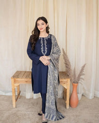 3 Piece - Unstitched Embroided Dhanak Fabric MB-830