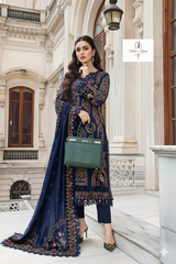 3 Piece - Unstitched Fully Embroidered Dhanak Fabric MB-965