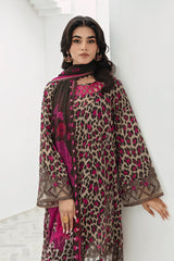 3 Piece - Unstitched Digital Printed Lawn Fabric With Embroided Laces CR-78