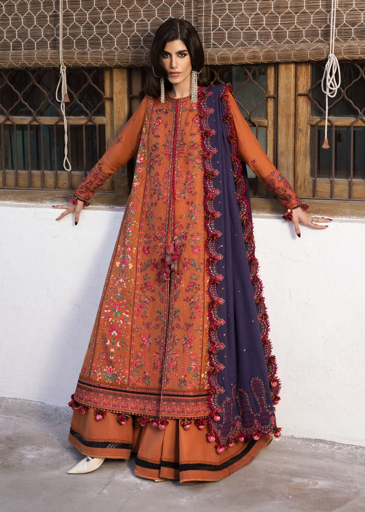 3 Piece - Unstitched Fully Embroidered Dhanak Fabric MB-610