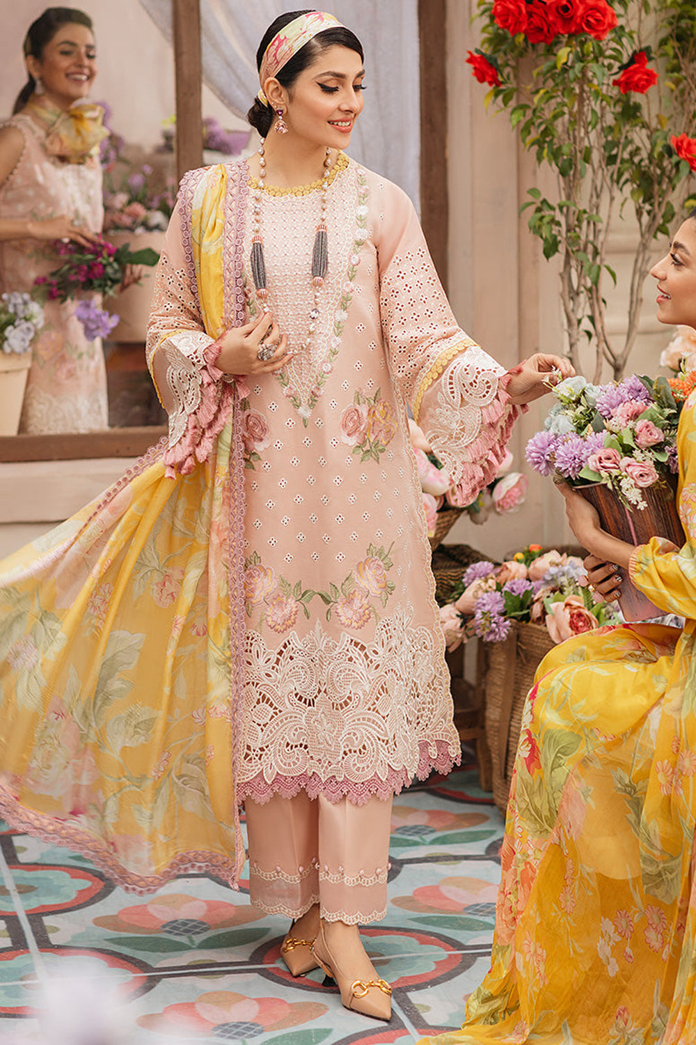 3 Piece - Unstitched Fully Embroided Lawn Fabric MS-22