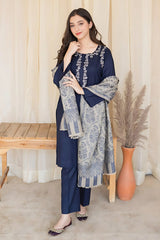 3 Piece - Unstitched Embroided Dhanak Fabric MB-830