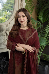 3 Piece - Unstitched Fully Embroidered Lawn Fabric with Chiffon Dupatta AJ-56