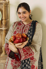 3 Piece - Unstitched Fully Embroided Dhanak Fabric ZS-57