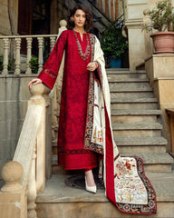 3 Piece - Unstitched Fully Embroidered Dhanak Fabric MQ-560