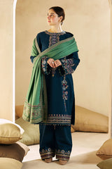 3 Piece - Unstitched Fully Embroided Lawn  Fabric With Embroided Lawn Dupatta BR-840