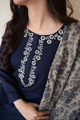 3 Piece - Unstitched Embroided Dhanak Fabric MB-830