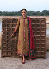 HR 2945-3 Piece Unstitched Heavy Embroidered Dhanak Suit ( Dhanak Embroidered Shawl )
