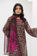 3 Piece - Unstitched Digital Printed Lawn Fabric With Embroided Laces CR-78