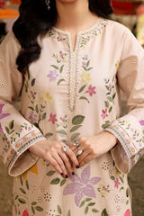 AS 2875- Aneelas 3 Piece - Unstitched Embroidered Lawn Fabric (Polly Lawn Printed Dupatta)