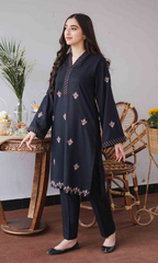 Dhanak - 3 Piece Unstitched Embroidered Dhanak Fabric With Dhanak Shawl BT-1135