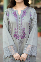 MS-170-Dhanak Fabric 3 Piece - Unstitched Fully Embroidered With Chiffon Embroidered Dupatta