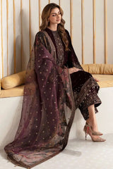 3 Piece - Unstitched Fully Embroided Velvet Fabric BQ-1015
