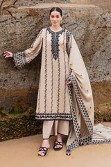 3 Piece - Unstitched Fully Embroidered Dhanak Fabric AJ-950