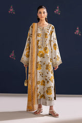 UNSTITCHED - 3 Piece Digital Printed Lawn Fabric With Lawn Dupatta BQ-234