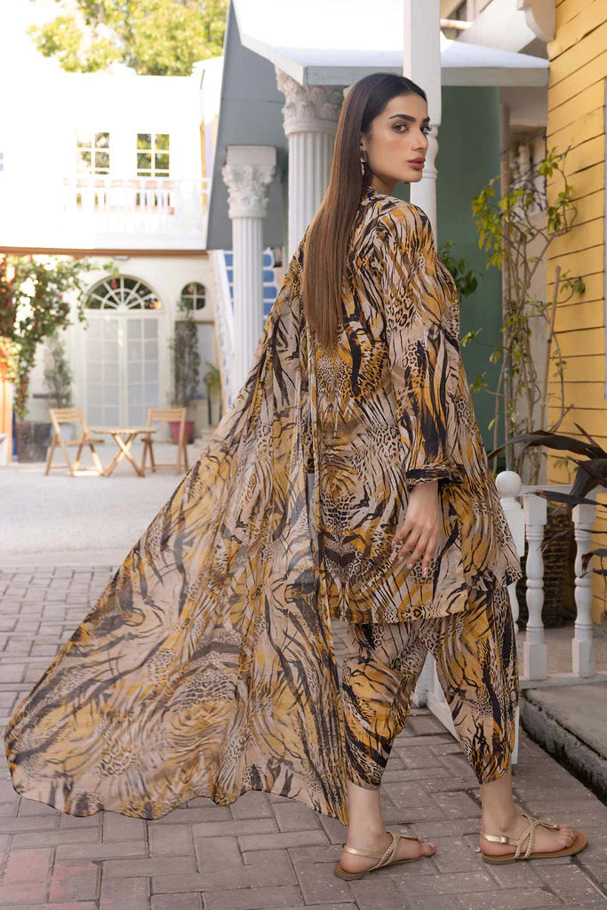 3 Piece - Unstitched Digital Printed Lawn Fabric With Poly Lawn Dupatta AF-CH-409